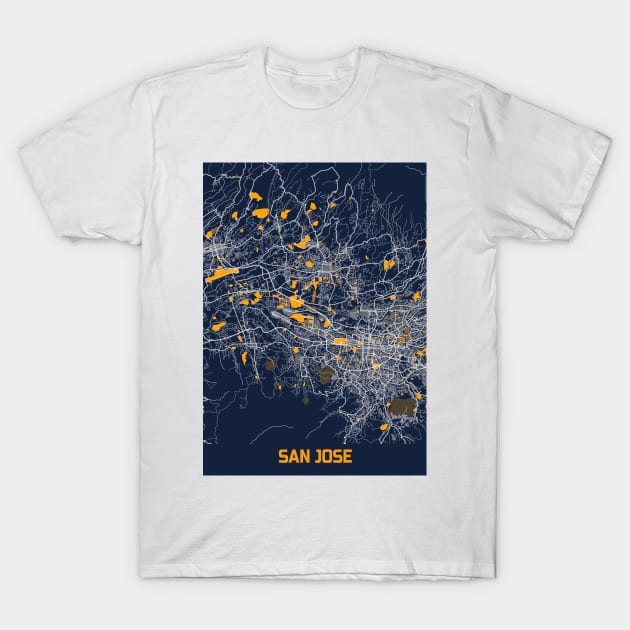 San Jose - Califonia Bluefresh City Map T-Shirt by tienstencil
